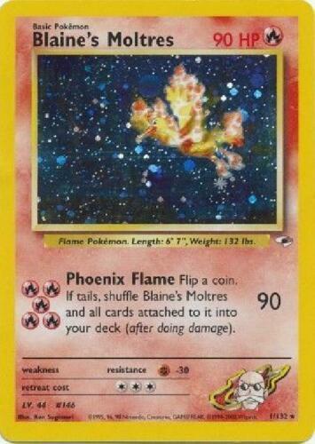 Pokemon Card Blaine's Moltres 1/132 Gym Heroes Set Holo Foil Rare