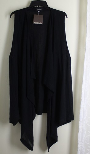 NWT Eskandar 0 Runs O/S BLACK Linen Gauze 33-44" Long Jacket Vest - Picture 2 of 7