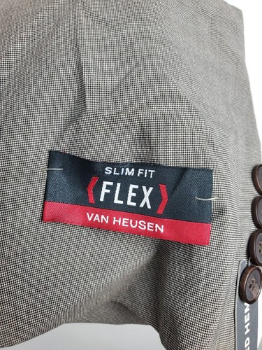 Van Heusen Uomo 46 R Slim Fit Flex Elasticizzato Antirughe Marrone Chiaro Tic - Foto 5 di 17