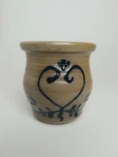 Maple City Pottery Small Crock Glazed Heart, Hand Made Monmouth, IL USA