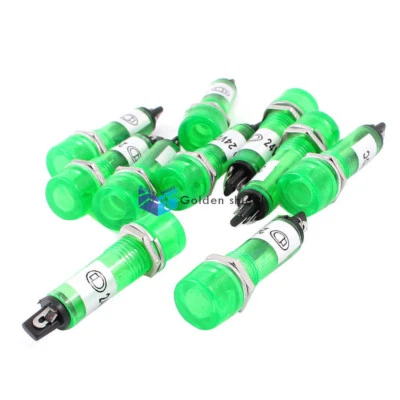 10Pcs DC 24V Green Light Signal Indicator Lamp Bulb 2 Terminal Solder✦Kd - Image 1 of 2