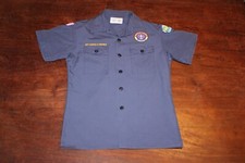 Boy Scouts of America BSA Youth Shirt Blue Large Sewn Patches Short Sleeve