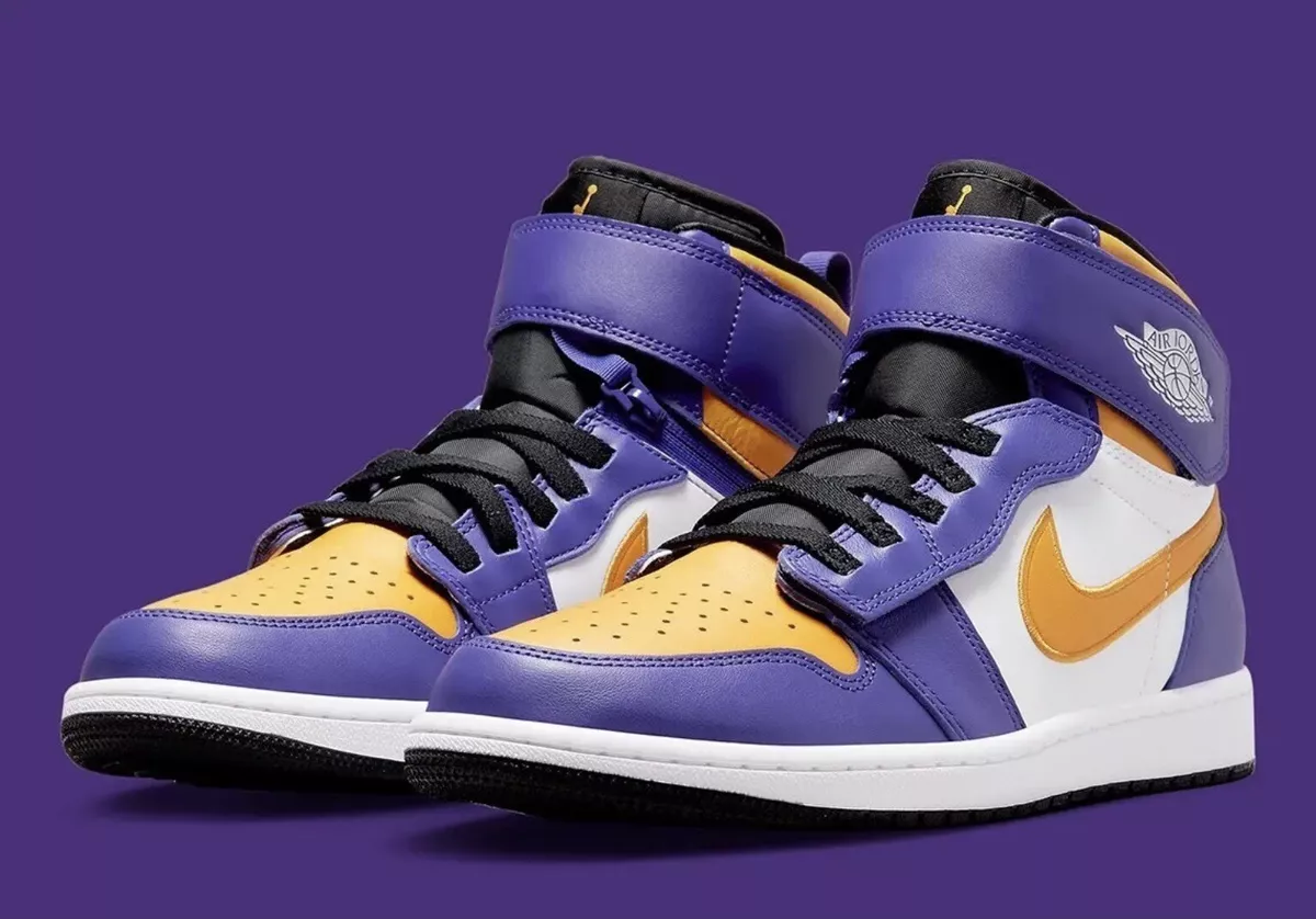 Air Jordan 1 High FlyEase Lakers Yellow Purple CQ3835-517 Mens 