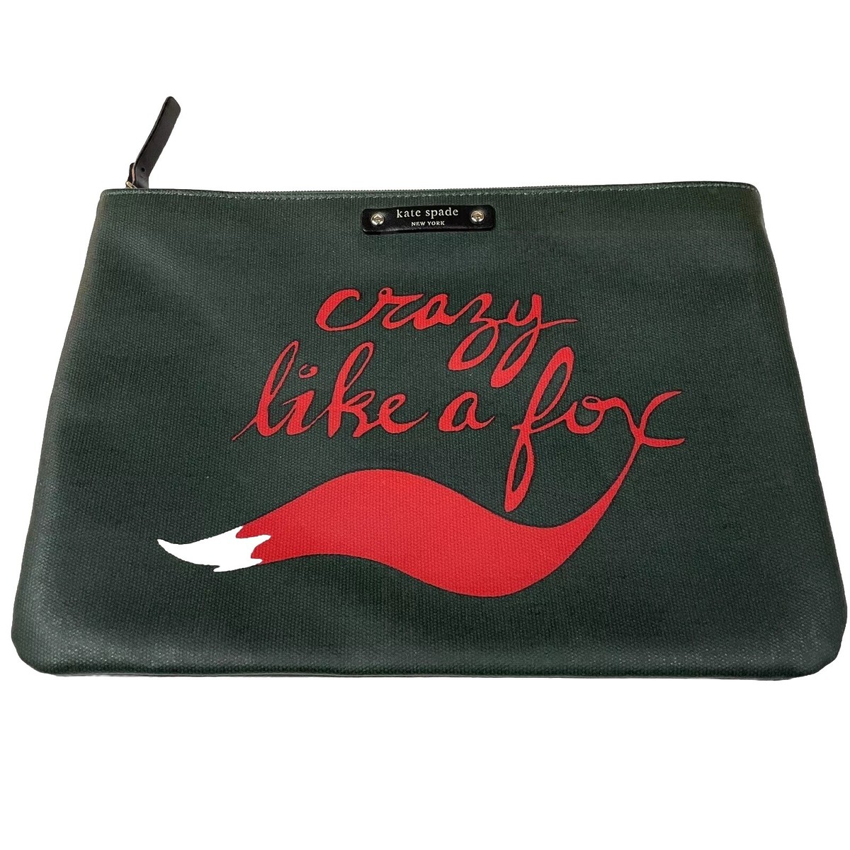 Kate Spade Womens Large Clutch Bag Crazy Like A Fox Green Red Black White  #0857
