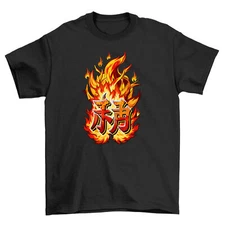 Anime Flame Text t-shirt - Set Your Style on Fire! Funny and fiery design for an