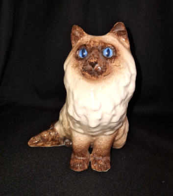 Winstanley Größe 4 Keramik Perserkatze blaue Kathedrale Glasaugen neu signiert