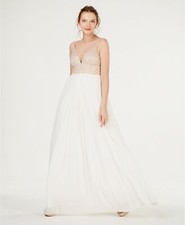 $273 Speechless Juniors Women'S White Gold Beaded Sleeveless A-Line Gown Dress 5