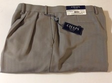 Chaps Dress Pant Pleated Front Cuffed Poly Blend Olive 36x34 New