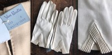 NWT NEW VTG 60s VAN RAALTE ANTIQUE IVORY BEIGE 100 COTTON GLOVES HAND SEWN 6