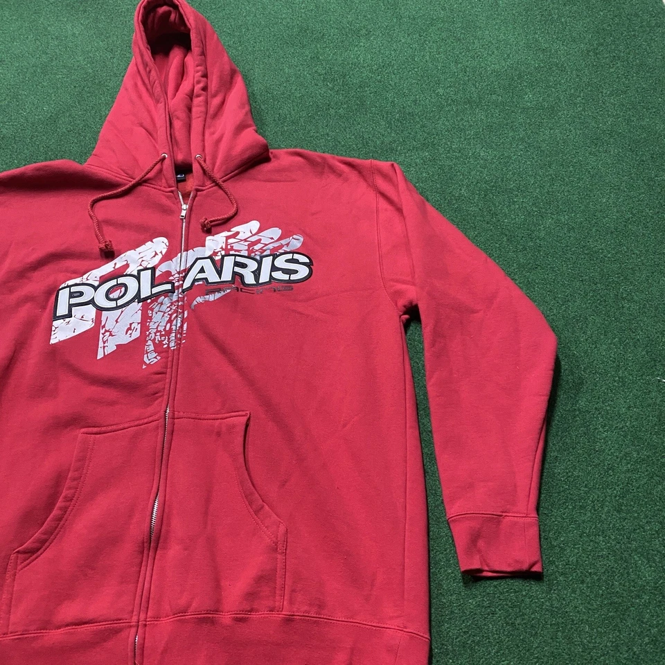Sudadera con Capucha Polaris De Colección Para Hombres XL Roja Nieve Carreras Motos de Nieve Cremallera Sudadera Foto 2 de 4