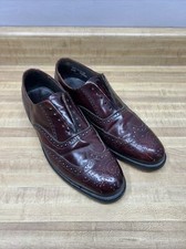 VINTAGE DEXTER Wingtip Derby Burgundy Leather Size 8.5M No laces Made in USA!