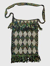 1960s 70s Beaded Purse Candy Dots Vintage Cross Body Bag Hong Kong Hippie 15 X 9