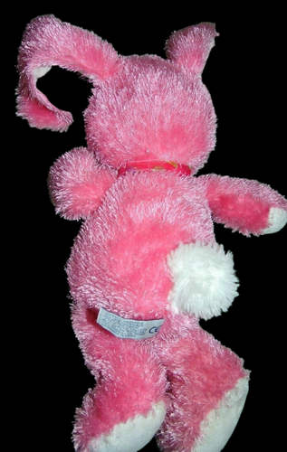 13" Aurora Shaggy Bright Pink with Blue Eyes Bunny Rabbit Plush - Picture 3 of 4