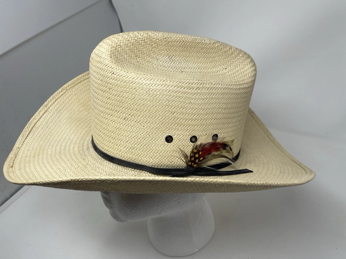 NWOT Miller Bros Straw Western Cowboy Hat Band Feather Retro Pheasant Feather Straw Cowboy Hat – High Desert main image 3