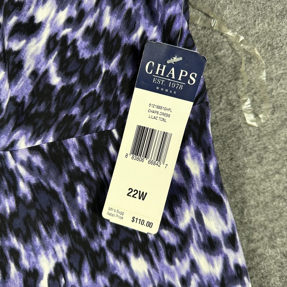 Nuevo con etiquetas Vestido Jersey Chaps Para Mujer Plus 22W Púrpura Cuello en V Foto 4 de 4