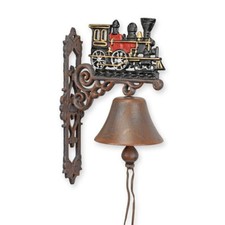 9934867 Dzwonek ścienny Żeliwo Rustykalna lokomotywa dł. ok. 34cm