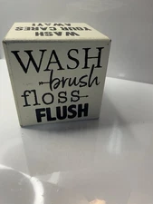WASH BRUSH FLOSS FLUSH Bathroom Signs Block Rustic Distressed Frames