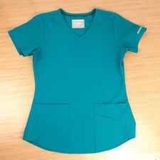 Skechers By Barco Womens Breeze Scrub Top 3 Pocket V-Neck Stretch Size S Teal