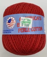 America's Best Perle Cotton Size 5 Color Red 230 Yards 1.75 OZ 100% Cotton