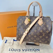 Louis Vuitton Speedy 25 Monogram Canvas Leather Hand Boston Bag Authentic M12696