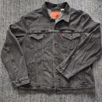 Levi's Premium Denim Jacket Mens 2XLT Grey Trucker Button Up Coat