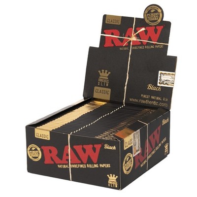 RAW Black Classic King Size Slims - Rolling Papers-50pcs