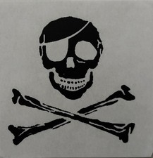 Original Vintage Pirate Skull Crossbones Eye Patch Mini Iron On Transfer