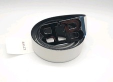 Bally B Chain Mens Leather Adjustable Reversible Belt White /Black EU 120 MK2444