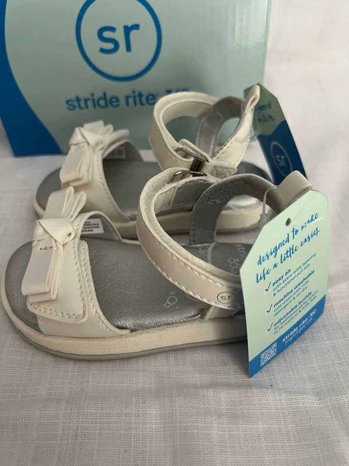 STRIDE RITE 360 Delilah Sandalias Blancas Zapatos Niña EE. UU. Talla 5M Foto 2 de 4