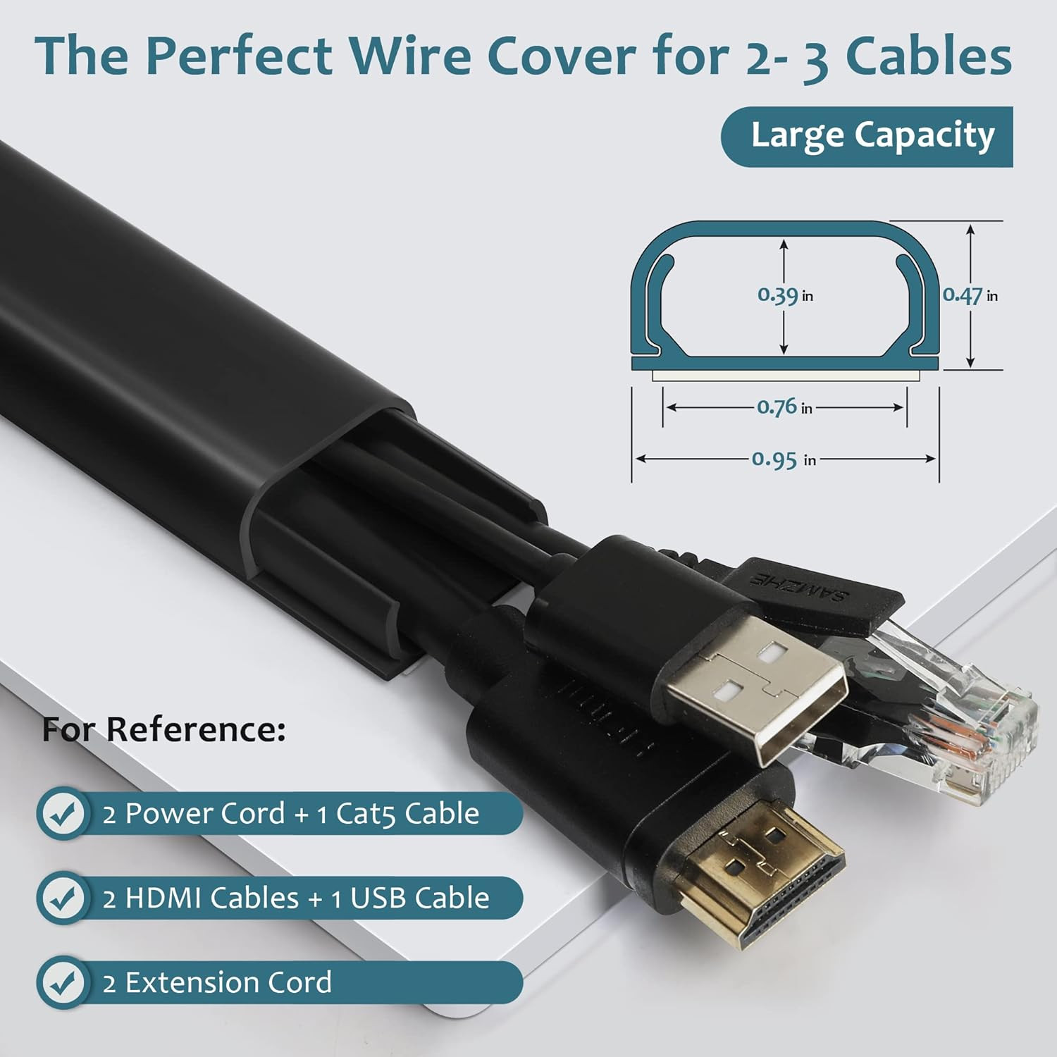 Cable Hider Raceway Kit, 153In Wire Hiders for TV on Wall, Paintable Cord Cover