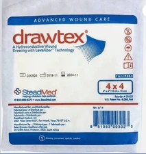 BRAND NEW 5 Drawtex Sterile Wound Dressing Squares 4" x 4" & 1 6" x 8" Rare HTF