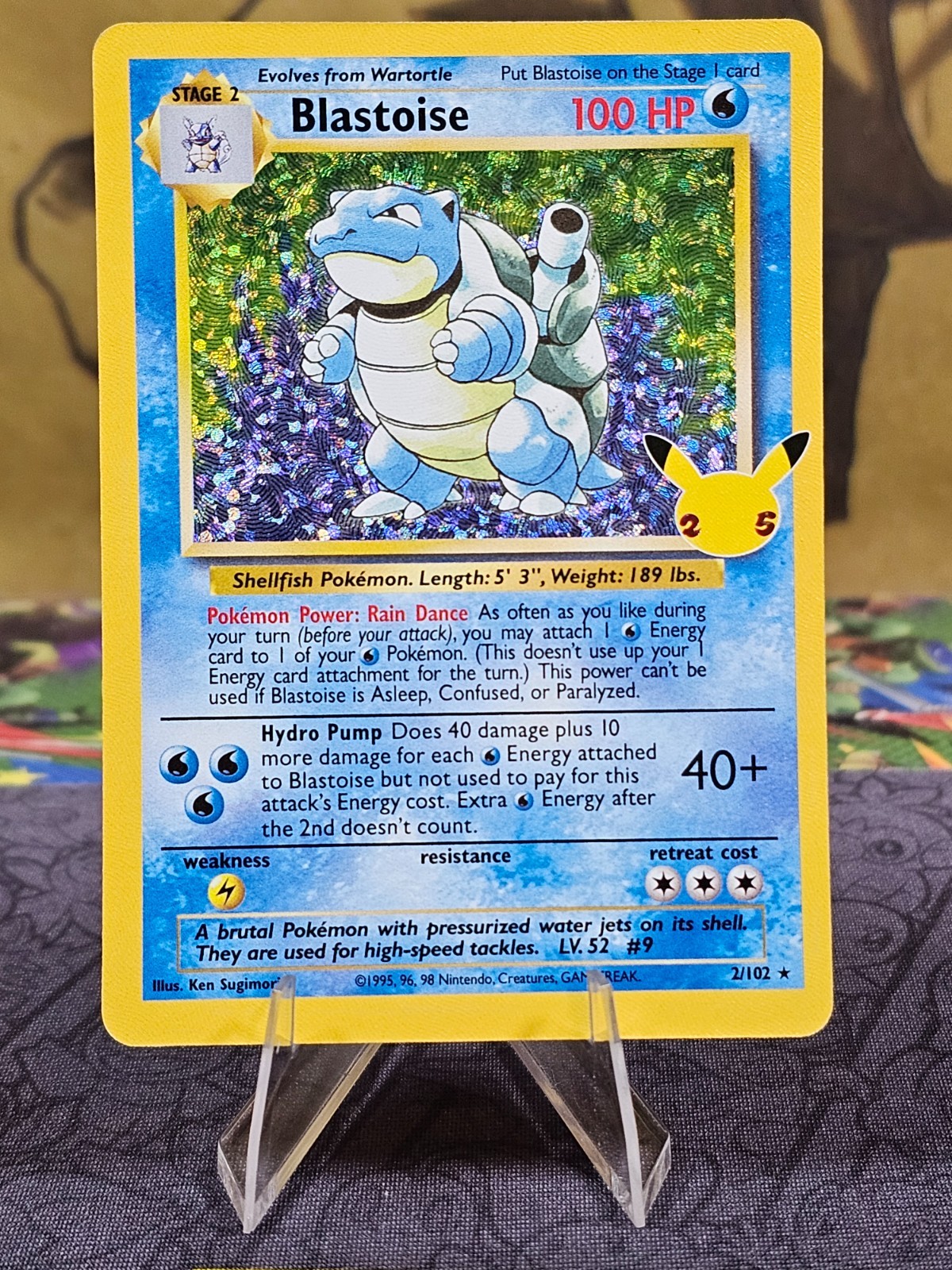 Blastoise 2/102 Celebrations Textured Holo Pokémon Card Near Mint Condition