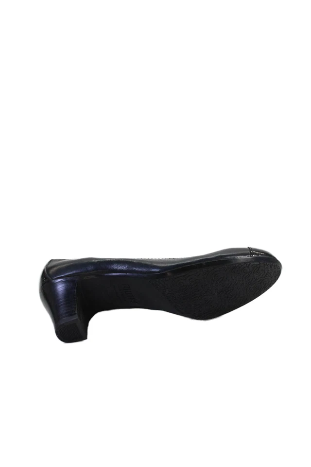 Munro Womens Leather Cap Toe Slide On Pumps Navy Blue Black Size 4.5 Medium - Image 4 of 4