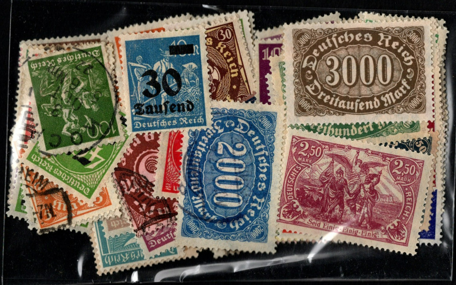 GERMANY 1919-23 INFLATION ERA STAMP COLLECTION PACKET 100  DIFFERENT Mint & Used