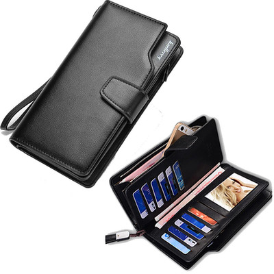 Cartera Larga Plegable de Cuero con Cremallera Tarjetero Monedero para Hombre