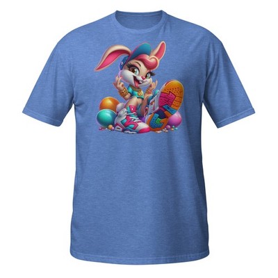 Streetwear Bunny Girl Tee   Urban Easter Rabbit Showing Off Cool Sneakers