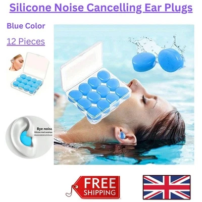 12Pcs Soft Silicone Noise Cancelling Ear Plugs Reusable Mouldable for Sleep Swim