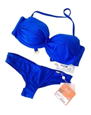 Luli Fama  Bandeau Push Up Top XL sassy cheeks Bottom S Electric blue NWT