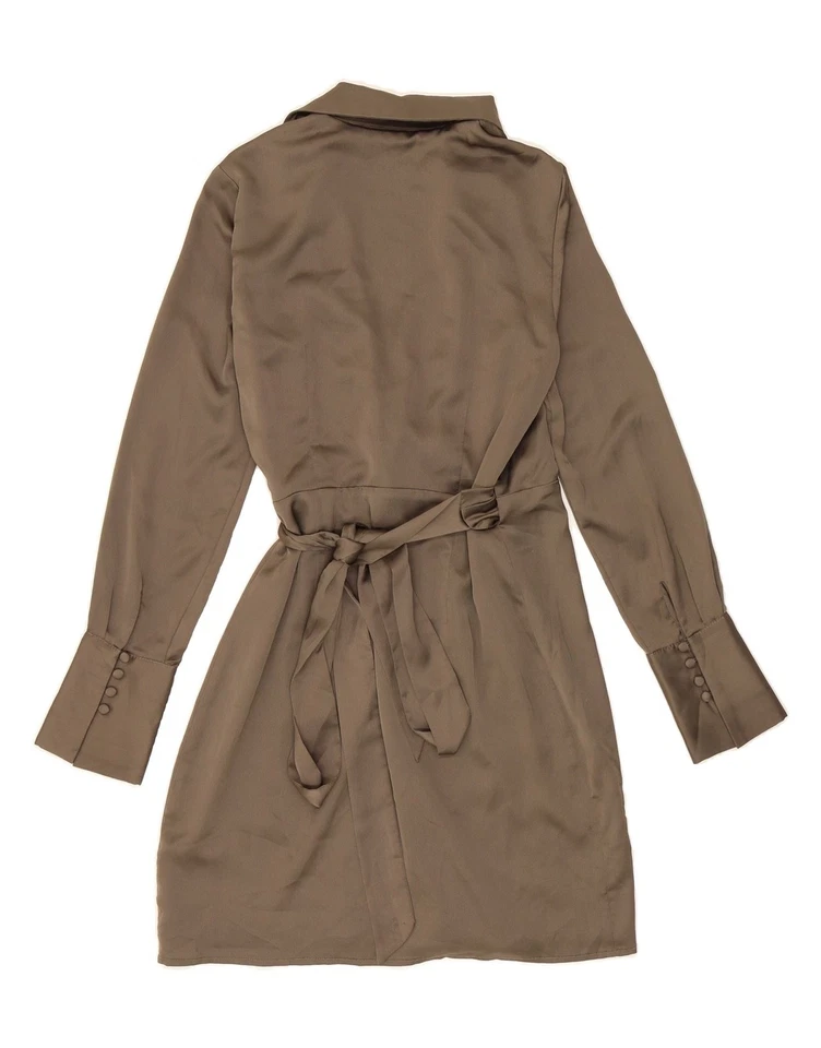 Vestido envolvente manga larga GUESS para mujer UK 6 XS marrón poliéster BB02 Foto 2 de 3