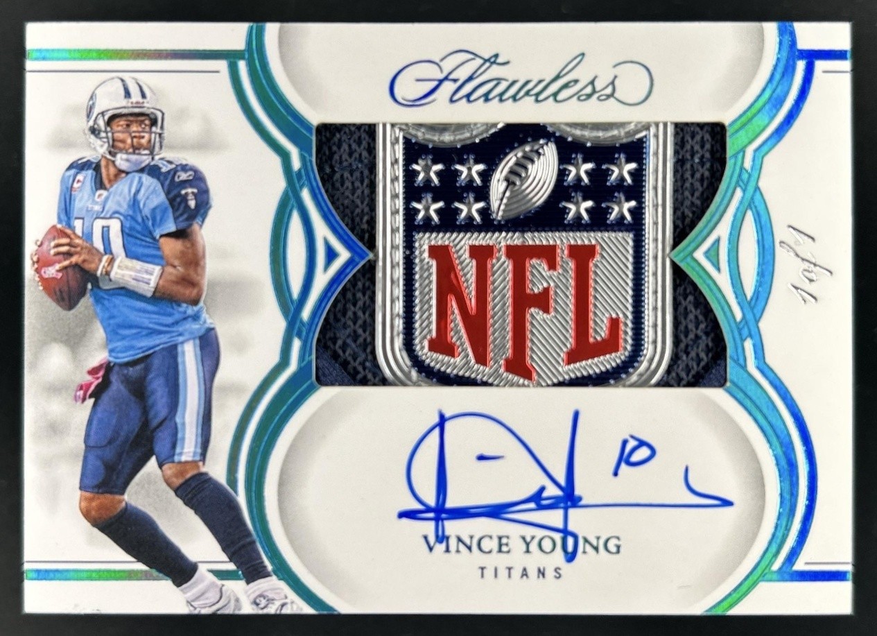2025 Panini Flawless Vince Young Shield Signatures NFL Patch Auto #1/1 Titans