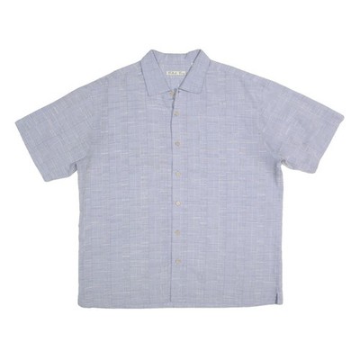 Batick Bay Herren Blau Baumwolle Hemd 2XL Kurzarm Knopfleiste Sommerkleidung