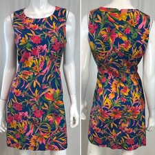 $118 J. Crew Women’s Small Floral Print Blue Pink Sleeveless Cotton Sheath Dress