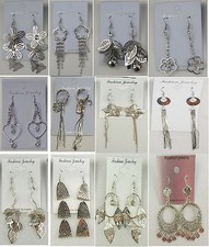Fx-7 Wholesale lot 12 pairs Fashion Jewelry Dangle Silver Plated Earrings