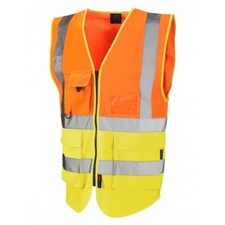 Leo Workwear Lynton Class 2 Hi Vis Orange/yellow Superior Waistcoat Pre