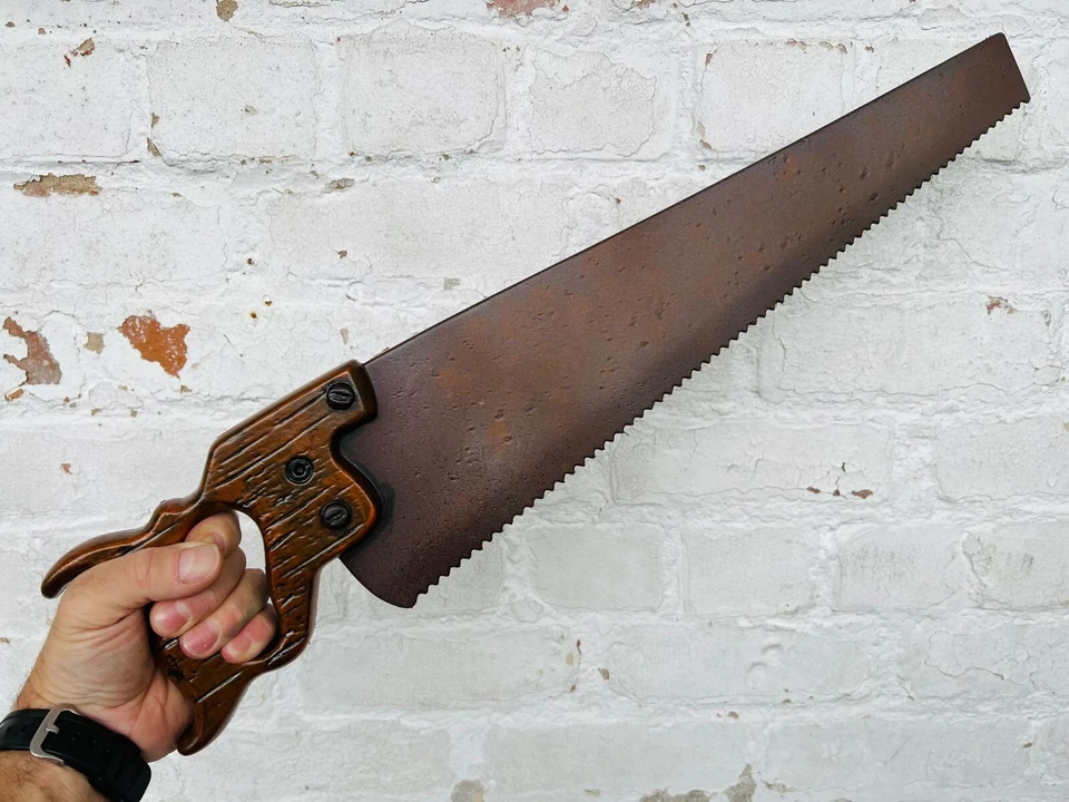 RUBBER JOHNNIES Vintage Hand Saw PU Movie Prop Foam Hacksaw Halloween Costume Fake Weapon Tool