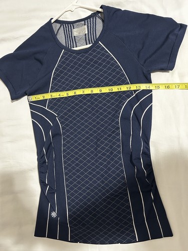 Athleta T-Shirt Crew Neck Women Blue Geometric Designed Size Small - Picture 5 of 5