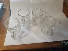 Vtg AH/HA Set of 4 Heavy Glass BEER MUGS / Ice Cold Freezer