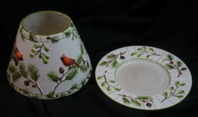 Yankee Candle Cardinal Pine Holly Berry Shade & Plate Large 25E008