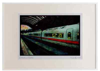 578035 Reisebusse von Inter City Express (I.C.E.), Deutschland Aquarell Bilderrahmen