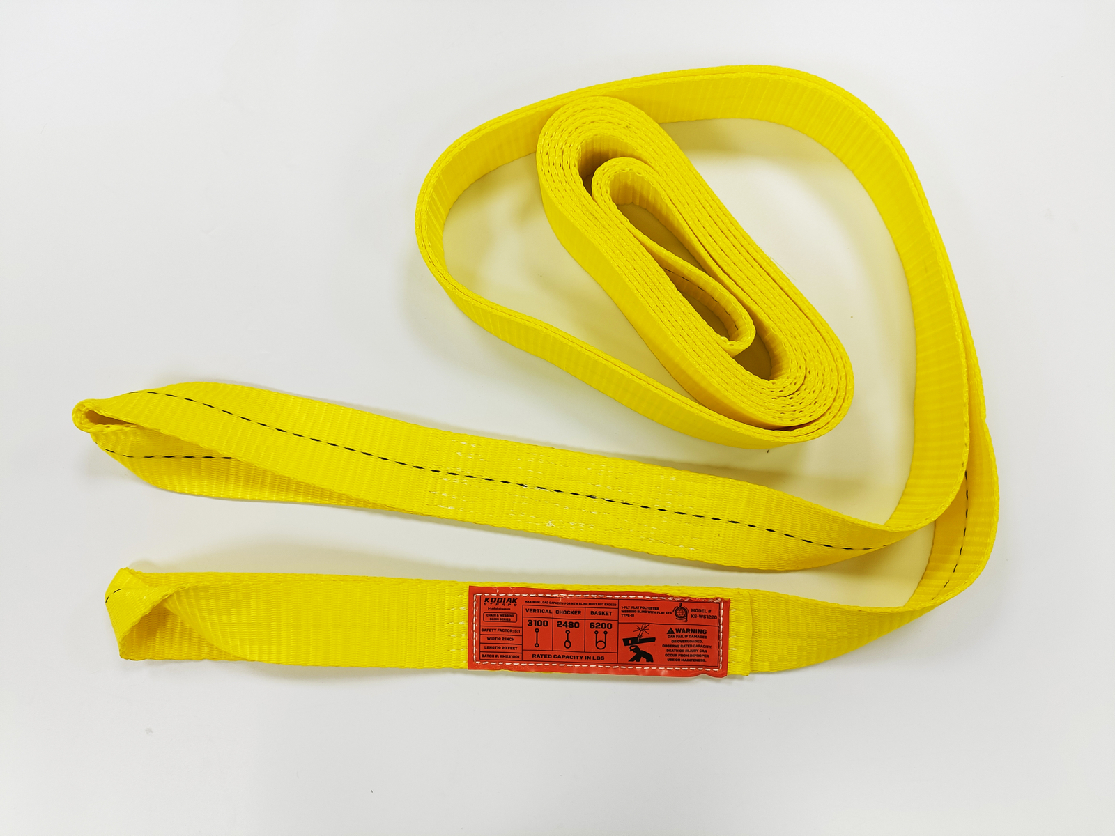 KODIAK 2"x20ft 1-ply Web Sling Lifting Sling Strap Twisted Eye 3100lb - 10 Pack